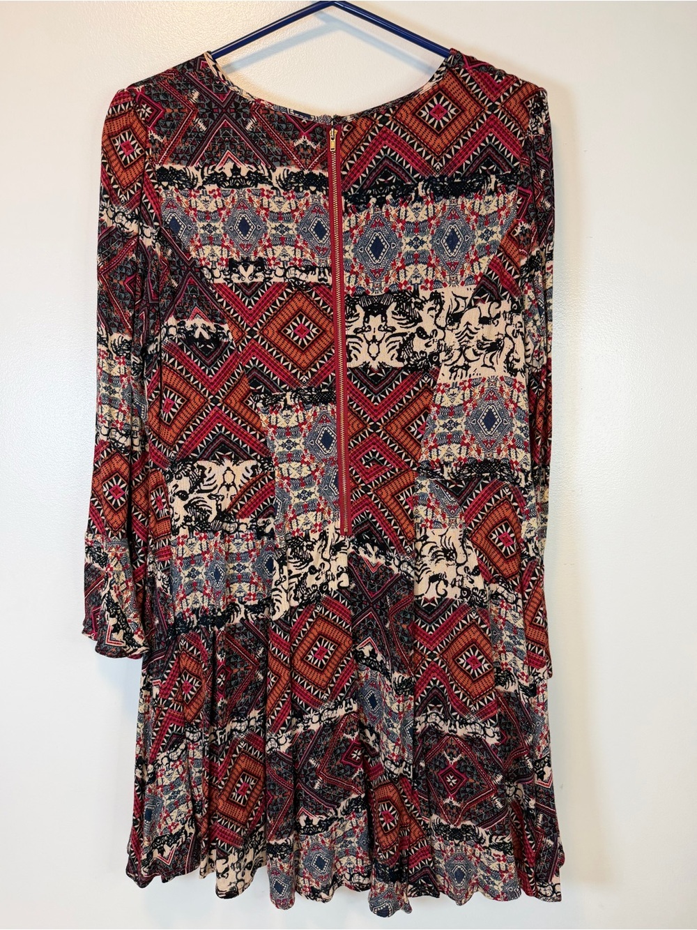 Altar’d State Multicolor Geometric Long Sleeve Dress Bohemian Midi Size Medium - Picture 4 of 9